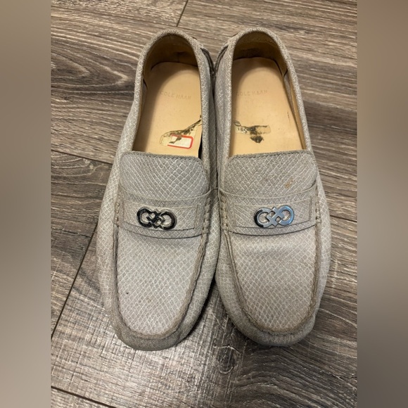 Cole Haan Shelby Driver Metallic Snake Embossed Leather Loafers Women 7 - Picture 4 of 4